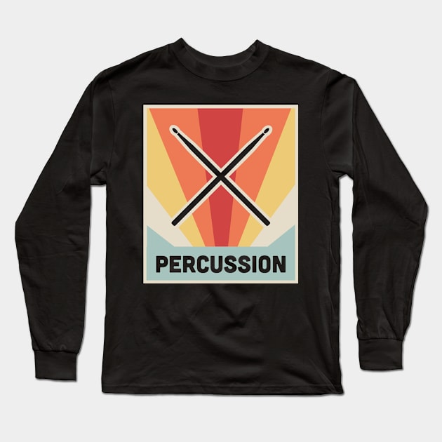 PERCUSSION | Vintage Marching Band Percussion Drum Sticks Long Sleeve T-Shirt by MeatMan